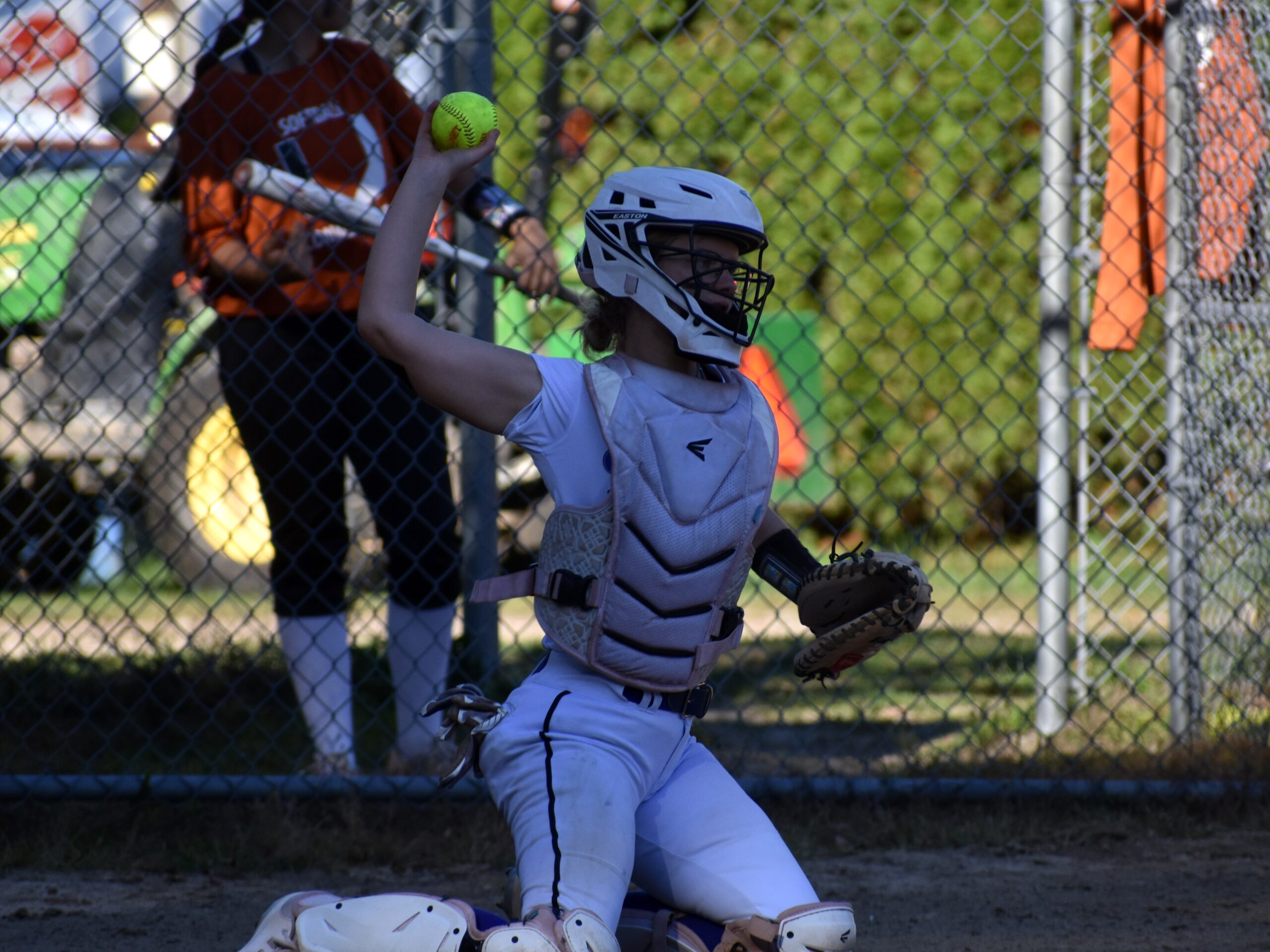 Diamond Club catcher throwing during practice at Clubhouse 220
